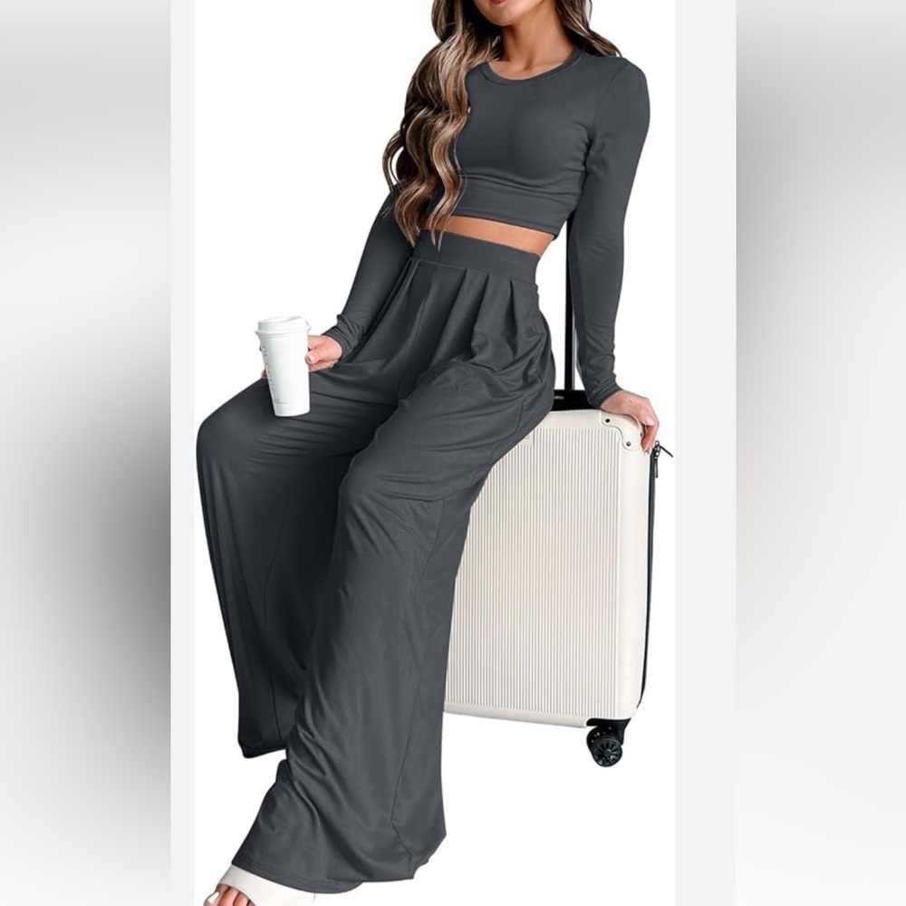 Gray Two-Piece Long Sleeve Set